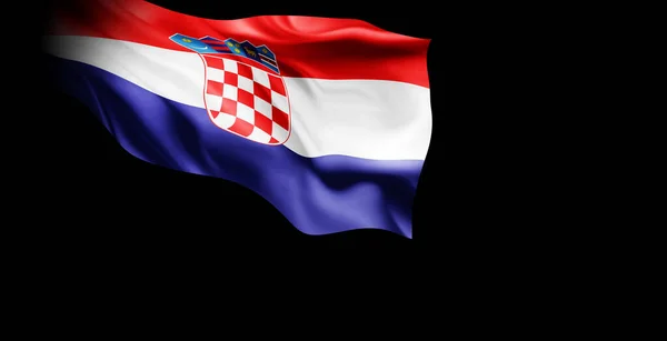 3D展示在白色背景下的克罗地亚飘扬的国旗 — 图库照片