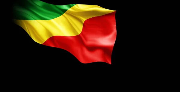 Republikken Kongos Flagg Vinker Svart Bakgrunn – stockfoto