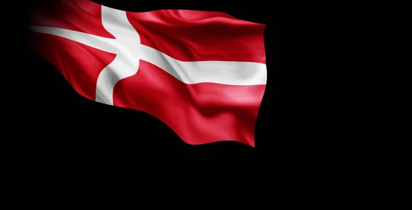 Rendering Una Bandiera Sventolante Della Danimarca Isolata Sfondo Bianco — Foto Stock