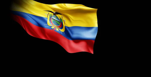 Rendering Una Bandiera Nazionale Dell Ecuador Sventolante Pennone Isolato Sfondo — Foto Stock