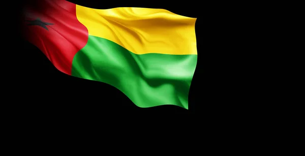 Bissau Guinea Zászlója Lobogott Szélben Renderelés — Stock Fotó