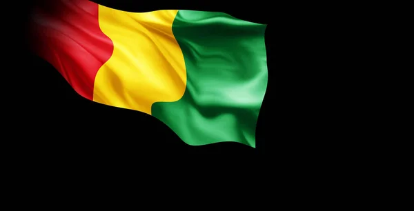 Vlajka Guineje Vlnící Černém Pozadí — Stock fotografie