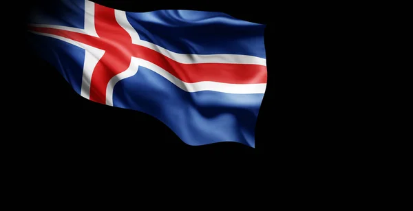 Die Isländische Flagge Weht Wind Illustration — Stockfoto