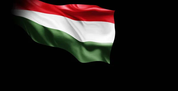 헝가리의 국기가 바람에 흔들렸습니다 렌더링 — 스톡 사진