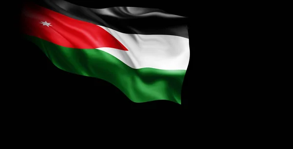 Vlag Van Jordanië Wapperend Wind Destructie — Stockfoto
