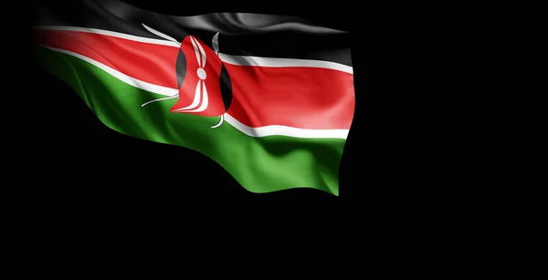 肯尼亚国旗在风中飘扬 3D渲染 — 图库照片