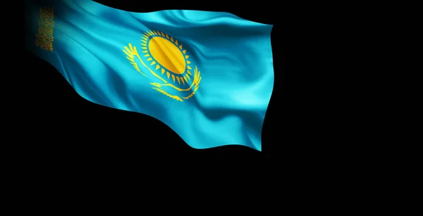 挥舞着国旗的哈萨克斯坦 — 图库照片