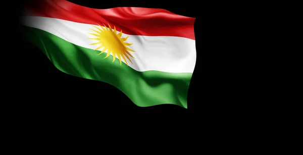 Rendering Una Bandiera Sventolante Del Kurdistan — Foto Stock