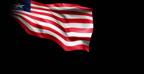 Flagge Liberias Auf Schwarzem Hintergrund — Stockfoto