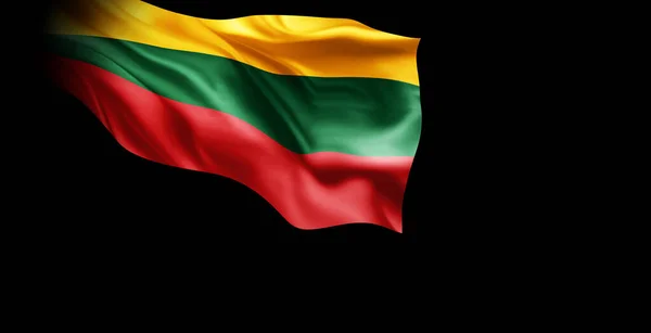 Flag Lithuania Waving Wind Rendering — Stock Photo, Image