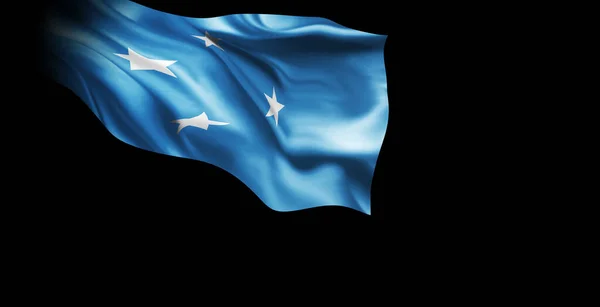 Bandeira Micronésia Sobre Fundo Preto — Fotografia de Stock