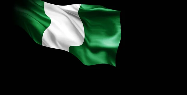Σημαία Της Nigeria Κυματίζει Μαύρο Φόντο Εικονογράφηση — Φωτογραφία Αρχείου