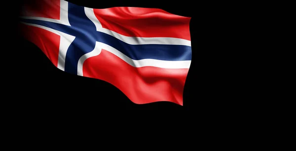 黒の背景に隔離されたノルウェーの国旗の3Dレンダリング — ストック写真
