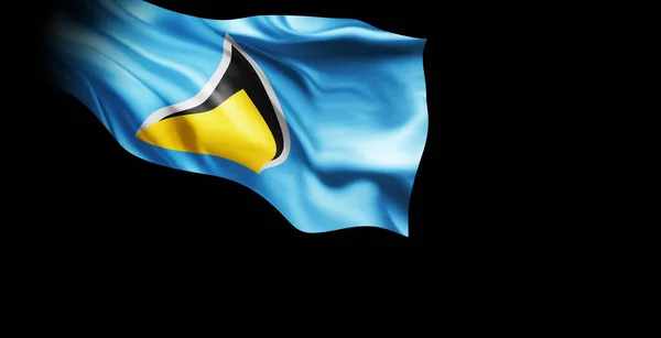 Flaga Saint Lucia Machająca Czarnym Tle — Zdjęcie stockowe