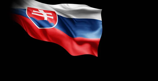 基于黑色背景孤立的斯洛伐克国旗 3D插图 — 图库照片