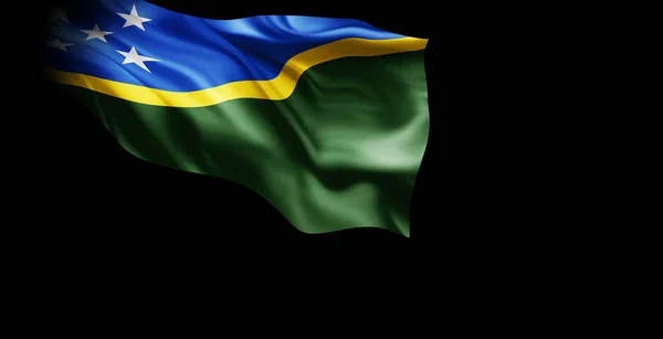 Flagge Der Salomonen Auf Schwarzem Hintergrund — Stockfoto