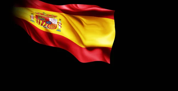 Renderização Uma Bandeira Acenando Espanha — Fotografia de Stock