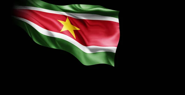 Waving Flag Suriname Isolated Black Background — Stock Photo, Image