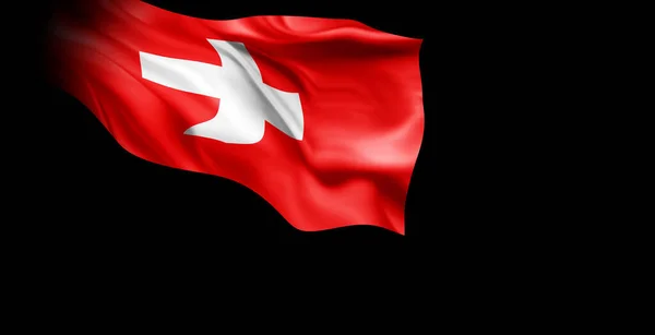 Representación Bandera Suiza Aislada Sobre Fondo Negro —  Fotos de Stock