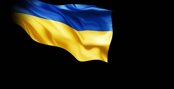 Flag Ukraine Waving Black Background — Stock Photo, Image