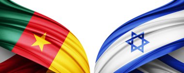 Fotoğraf makinesi ve İsrail ipek bayrağı. Metinleriniz, resimleriniz ve beyaz arkaplanınız için kopyalama alanı var. 3B illüstrasyon