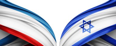 Kırım ve İsrail ipek bayrağı. Metinleriniz, resimleriniz ve beyaz arkaplanınız için kopyalama alanı var. 3B illüstrasyon