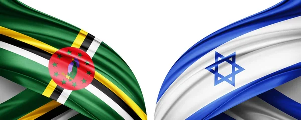 Dominica Och Israel Flagga Silke Med Kopieringsutrymme För Din Text — Stockfoto