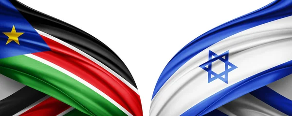 Sud Sudan Israele Bandiera Seta Con Spazio Copia Vostro Testo — Foto Stock