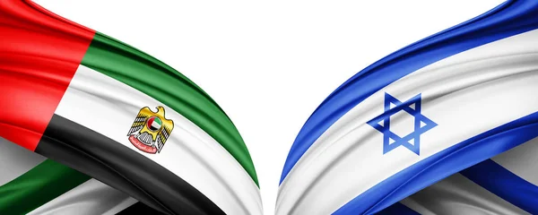 Emiratos Árabes Unidos Bandera Israel Seda Con Espacio Copia Para — Foto de Stock