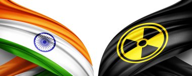 Hindistan ipek ve nükleer radyasyon bayrağı sembolü - 3D illüstrasyon