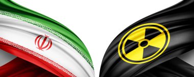 İran 'ın ipek ve nükleer radyasyon sembolü 3D illüstrasyon