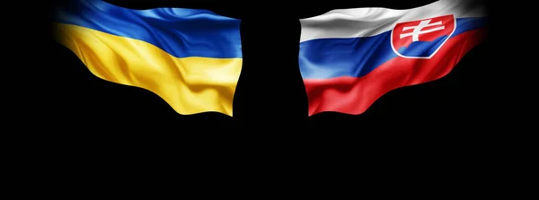 Флаг Украины Словакии Изображением Шелка — стоковое фото
