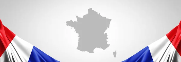 Прапор Франції Карта Шовку Авторським Простором Тексту Або Зображень Білий — стокове фото