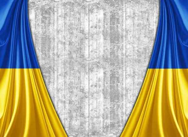 Oekraine Vlag Van Zijde Met Copyspace Voor Tekst Afbeeldingen Muur — Stockfoto