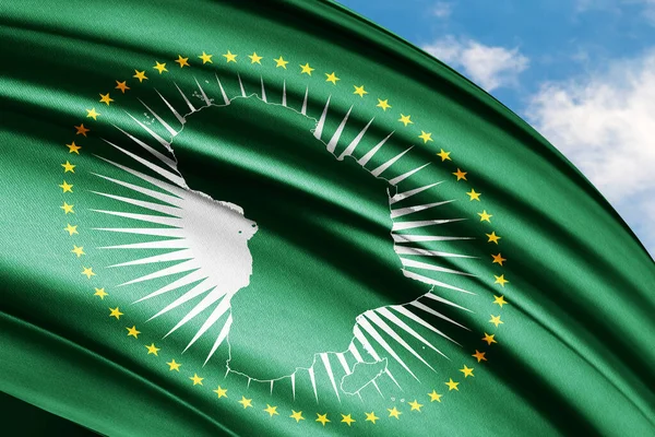 非洲联盟挥动三维插图旗帜 — 图库照片