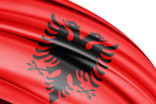 Arnavutluk Ulusal Bayrak 33D Illüstrasyonunu Sallıyor — Stok fotoğraf