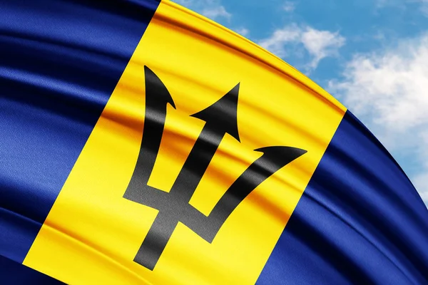Barbados Mává Národní Vlajkou Ilustrace — Stock fotografie