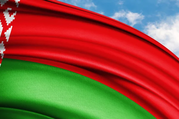 Beyaz Rusya Ulusal Bayrak 33D Illüstrasyonunu Sallıyor — Stok fotoğraf