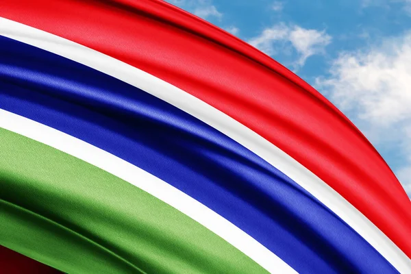 Gambia Viftar Med Nationell Flagga Illustration — Stockfoto