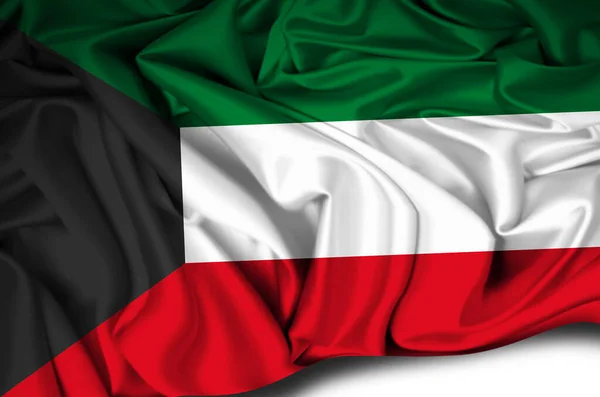 Kuwait Schwenkt Die Nationalflagge — Stockfoto
