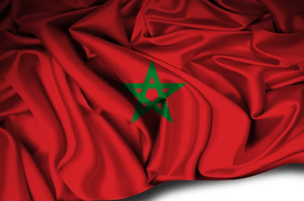 Μαρόκο Κυματίζει Εθνική Σημαία Εικόνα — Φωτογραφία Αρχείου