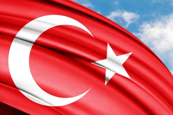 Sventolando Bandiera Della Turchia Con Seta Illustrazione — Foto Stock
