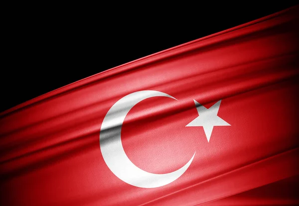 Mengibarkan Bendera Turki Dengan Sutra Ilustrasi — Stok Foto