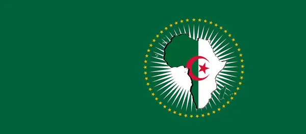 Algeria African Union Flag Green Background Illustration — Stok fotoğraf