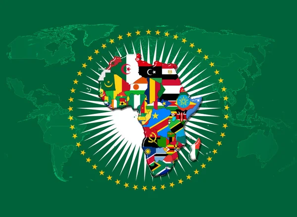 African Union Flag Map Flags World Map Background Illustration — Stock Photo, Image