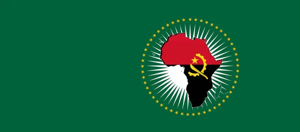 Angola Bandera Unión Africana Fondo Verde Ilustración — Foto de Stock