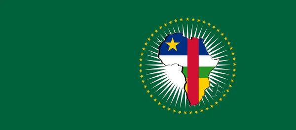 Central African African Union Flag Green Background Illustration — Stock Photo, Image