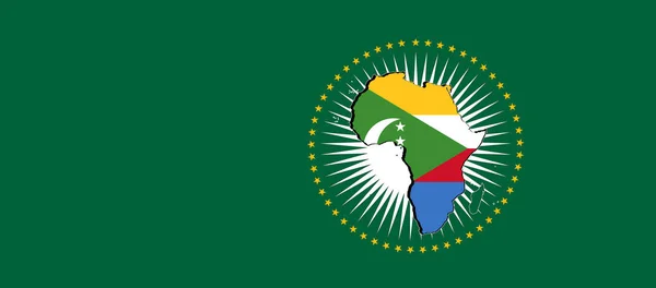 Comoros African Union Flag Green Background Illustration — ストック写真