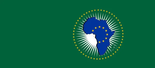 Europe Union African Union Flag Green Background Illustration — Stok fotoğraf