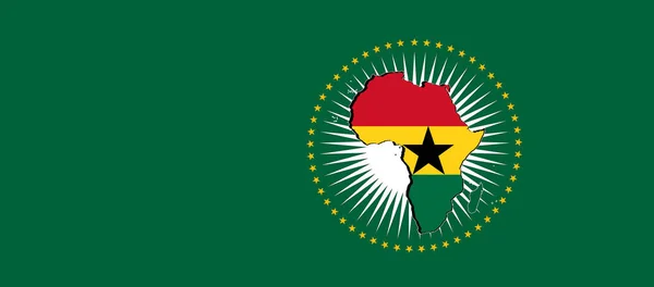 Ghana Unione Africana Bandiera Sfondo Verde Illustrazione — Foto Stock